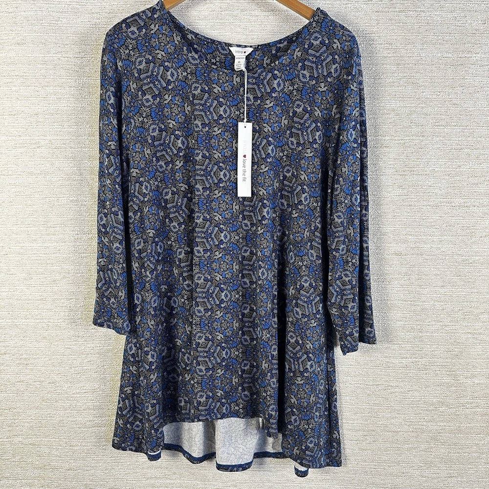 Intro. Love The Fit Tunic Shirt Top Blouse XL Women Stretch Artsy Kaleidoscope